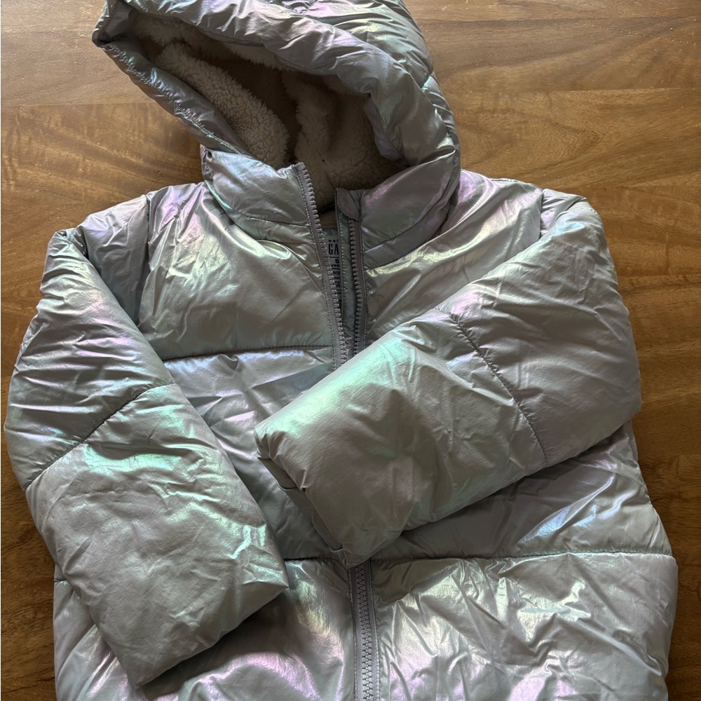 GAP Shimmering Silver Puffer Jacket